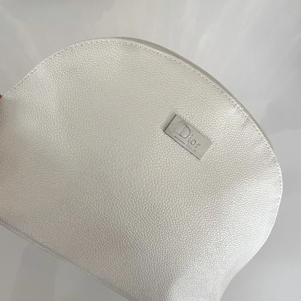 DIOR VINTAGE White Cosmetic Bag with signature Texture purse bridal wedding